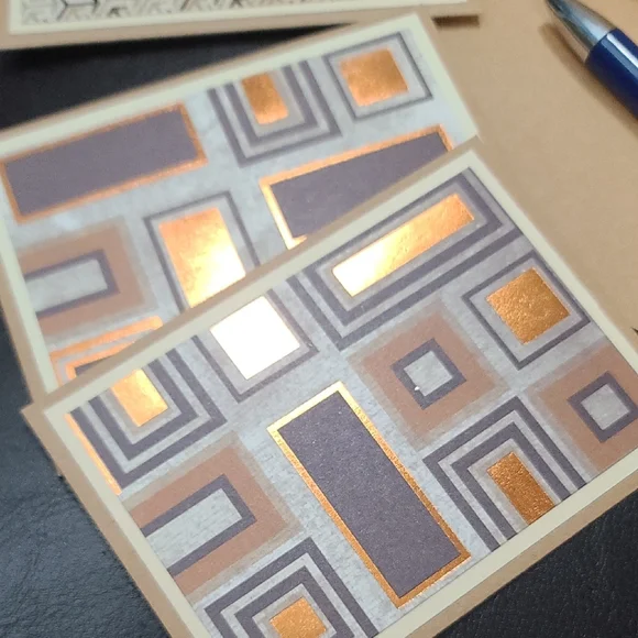 Bronzed Metallic & Brown 24 Note Cards for Personalized Thank You cards NWT - Picture 2 of 8